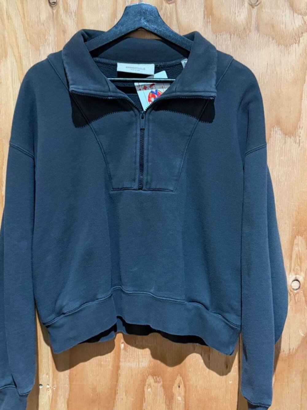 Essentials Fear of God Black Quarter-Zip Sweatshirt Size S